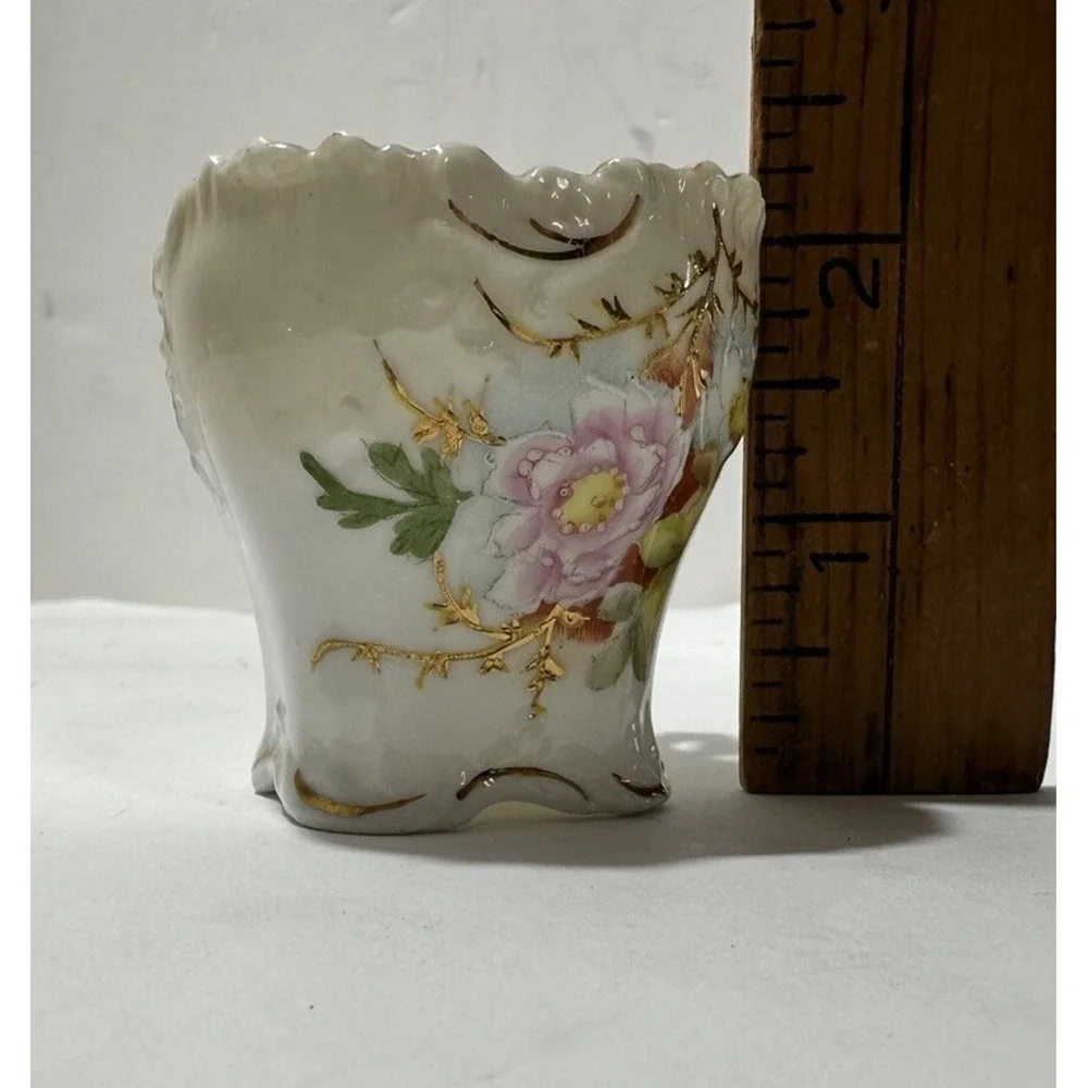 Vintage‎ Victorian Miniature Porcelain Square Floral Tea Cup & Saucer